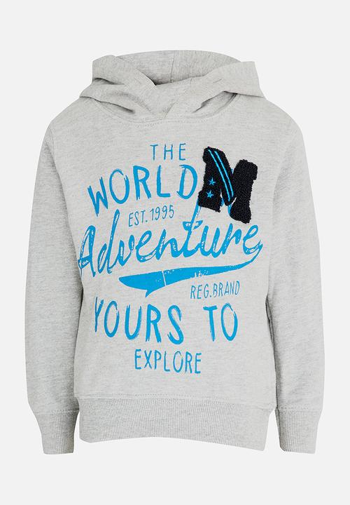 MINOTI - Printed Fleece Hoodie Grey Melange