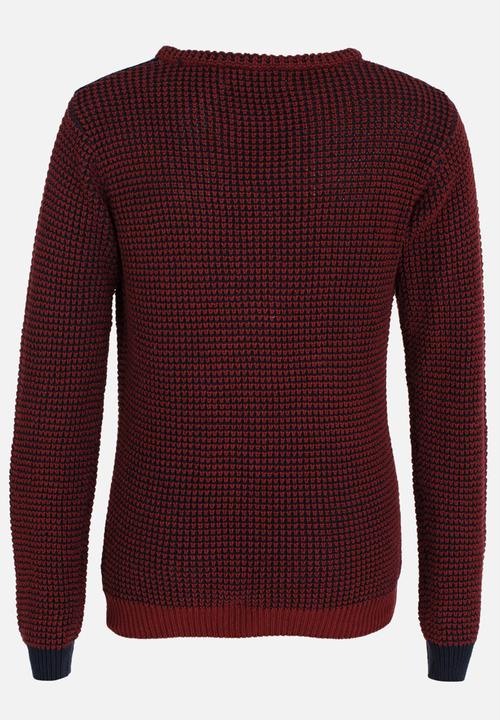 MINOTI - Mixed Knitted Jumper with Quilted Shoulder Panel Maroon