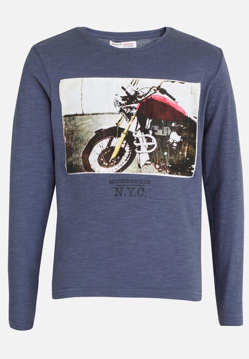 MINOTI - Printed Slub Marl Tee Blue