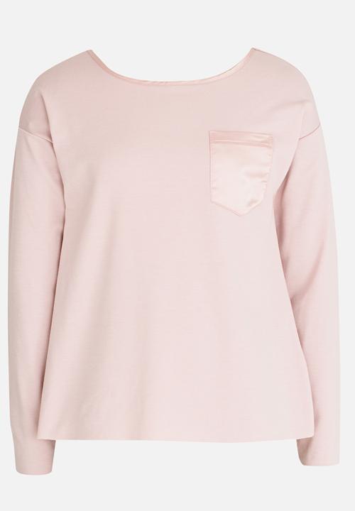 MINOTI - Raw Edge Top with Back Satin Bow Pale Pink