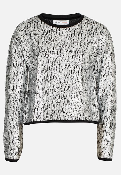 MINOTI - Cropped Foil Print Jumper Silver