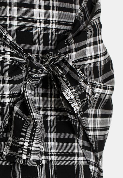 Rebel Republic - Front Tie Detail Skirt Black and White