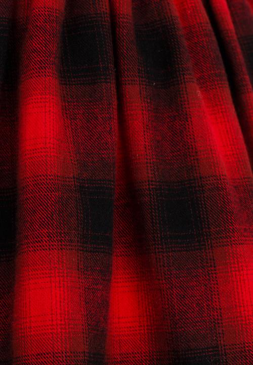 MINOTI - Plaid Skirt with Raw Hem Red