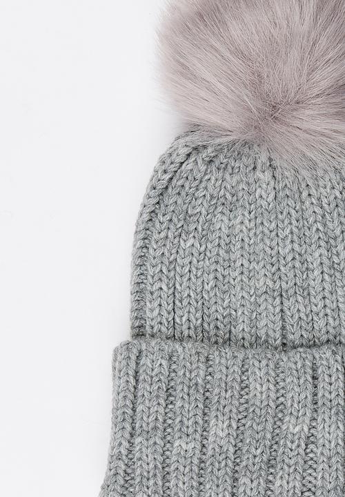 MINOTI - Oversized Pom Pom Beanie Pale Grey