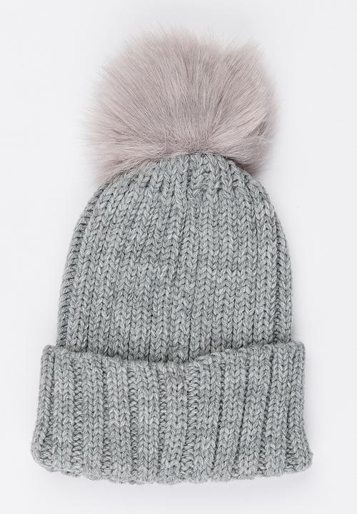MINOTI - Oversized Pom Pom Beanie Pale Grey