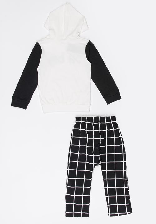 Pop Candy - Check printed hoodie & pants set - black & white