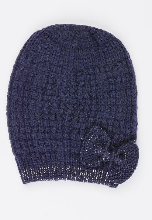 MINOTI - Relax Fit Beanie with Bow Detail Navy