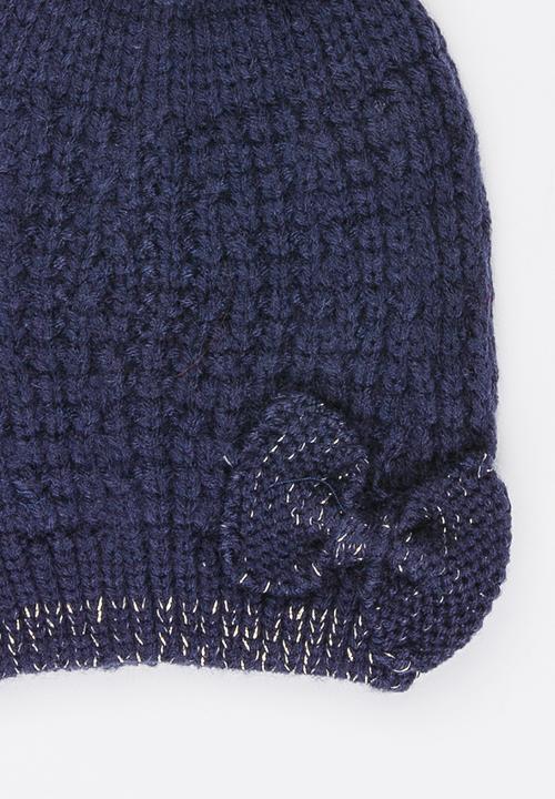 MINOTI - Relax Fit Beanie with Bow Detail Navy