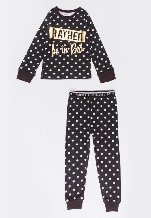 MINOTI - Polka Dot Printed Pajama Set Black