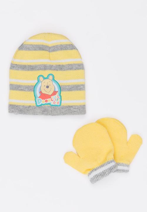 Character Baby - Winnie The Pooh Beanie and Mittens Sets Multi-colour