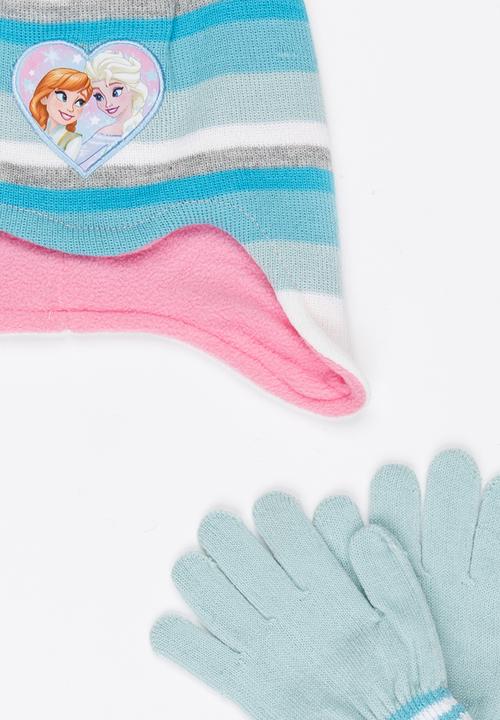 Character Fashion - Frozen Trapper Beanie and Gloves Set Multi-colour