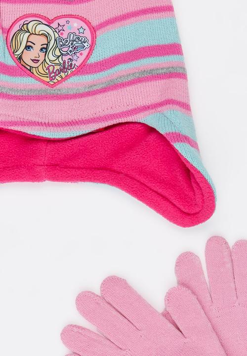 Character Fashion - Barbie Trapper Beanie and Gloves Set Multi-colour