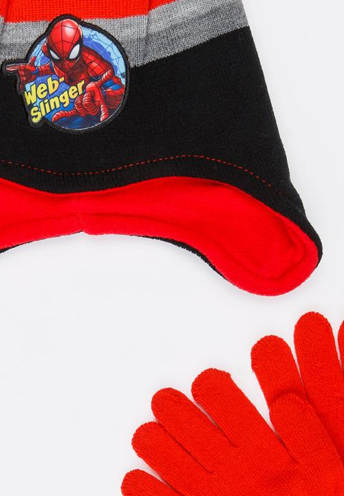 Character Fashion - Spider-Man Trapper Beanie and Gloves Set Multi-colour