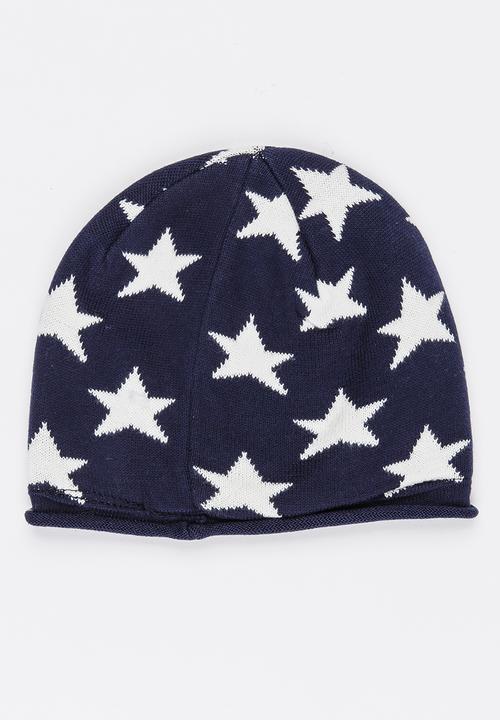 Pop Candy - Star Printed Beanie Navy