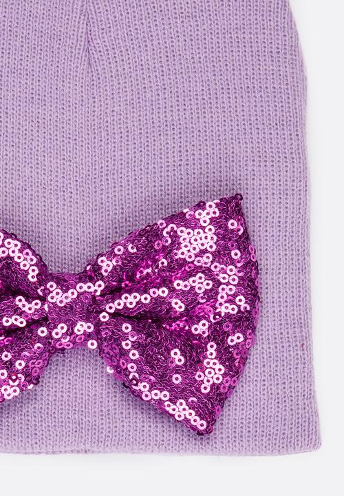 Pop Candy - Beanie with Sequin Bow Mid Purple