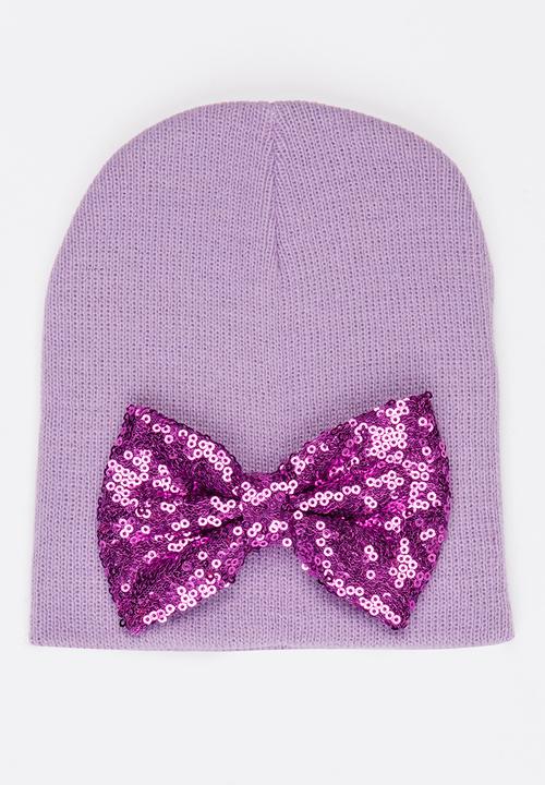 Pop Candy - Beanie with Sequin Bow Mid Purple