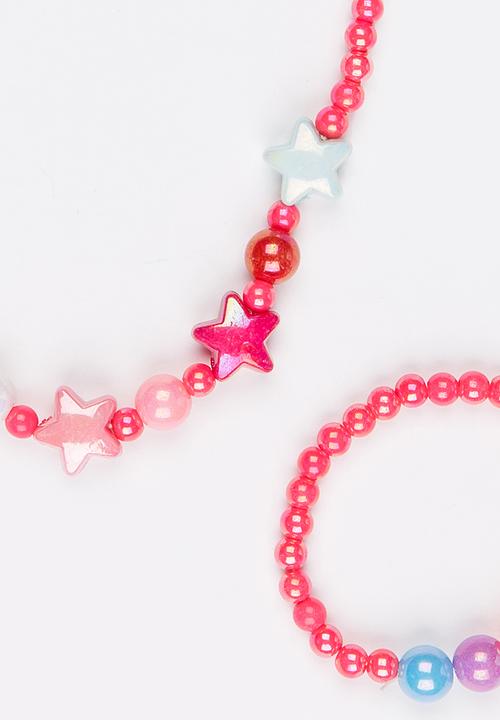 Pop Candy - Plastic Pearl Star Necklace Multi-colour