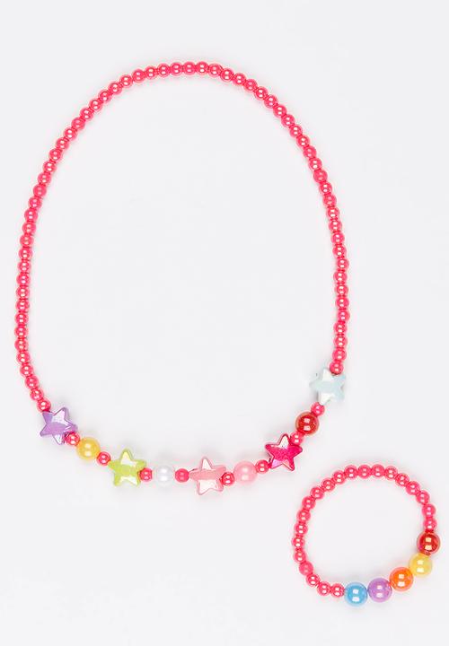 Pop Candy - Plastic Pearl Star Necklace Multi-colour