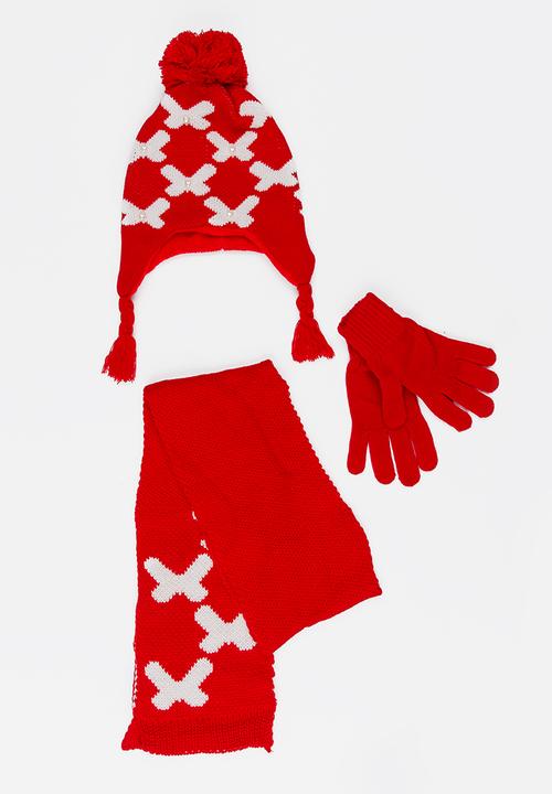 Soobe - Scarf, Beanie and Gloves Sets Red