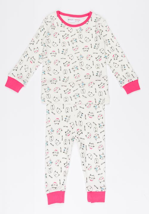 MINOTI - Kitty Printed Pajama Set Off White