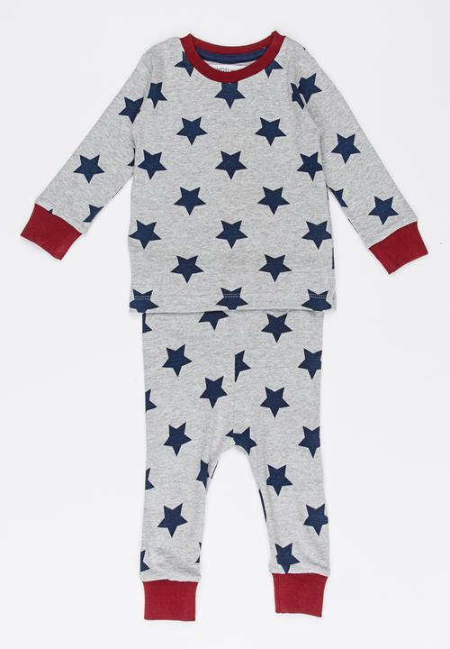 MINOTI - Star Printed Pajama Set Grey Melange