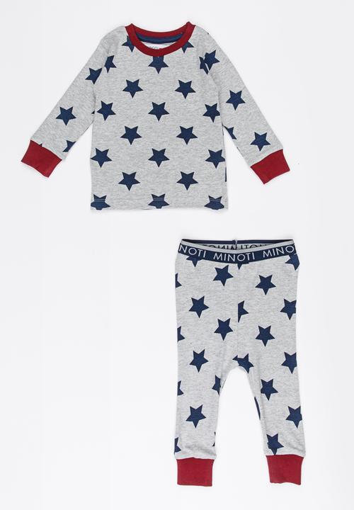 MINOTI - Star Printed Pajama Set Grey Melange