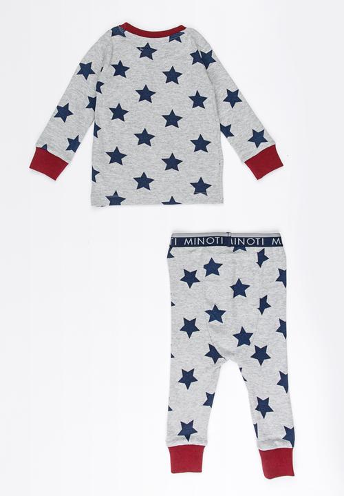 MINOTI - Star Printed Pajama Set Grey Melange