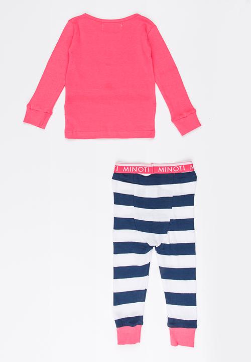 MINOTI - Stripe Printed Pajama Set Dark Pink