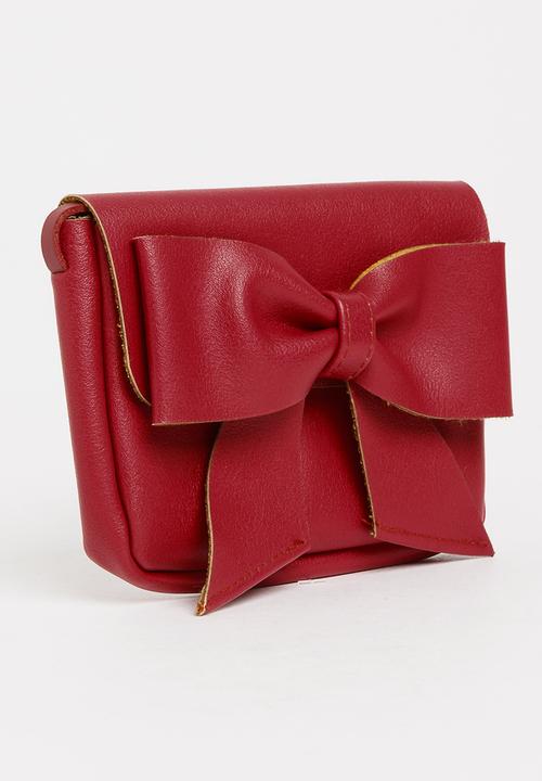 Pop Candy - Sling Bag with Bow Detail Dark Red