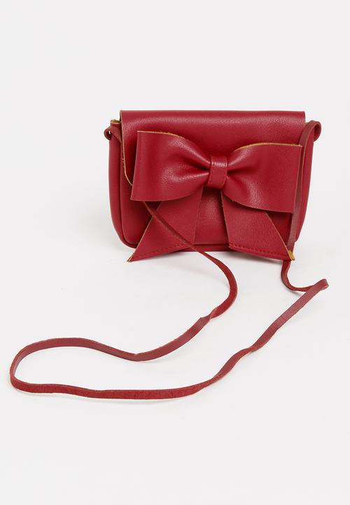 Pop Candy - Sling Bag with Bow Detail Dark Red