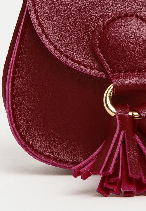 Pop Candy - Sling Bag with Belt Detail Maroon