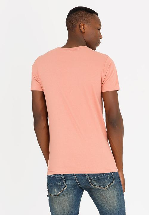 Brave Soul - Falcon Zip Detail Cotton Tee Pale Pink
