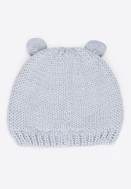 MINOTI - Bear Face Beanie with Ears Flaps Pale Blue