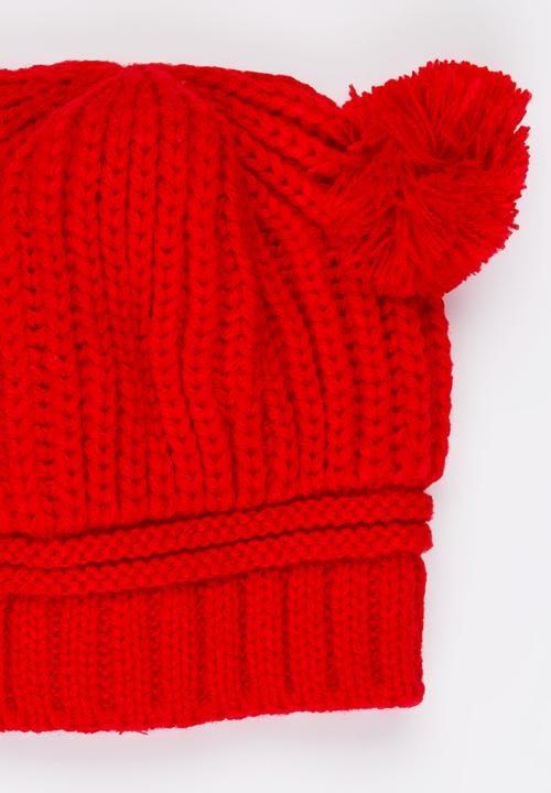 Pop Candy - Girls Pom-Pom Beanie Dark Red