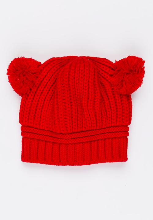 Pop Candy - Girls Pom-Pom Beanie Dark Red