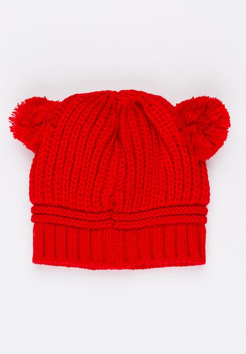 Pop Candy - Girls Pom-Pom Beanie Dark Red