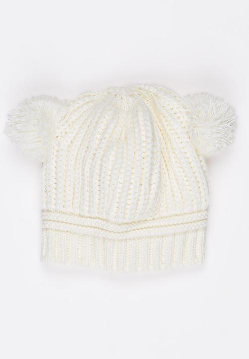 Pop Candy - Girls Pom-Pom Beanie White