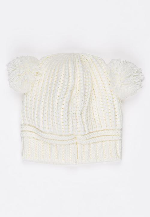 Pop Candy - Girls Pom-Pom Beanie White
