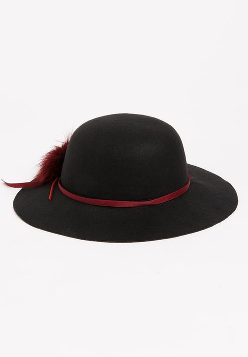 Pop Candy - Fedora Hat with Pom-Pom Detail Black