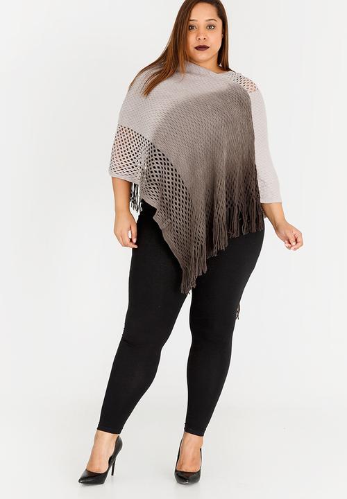 Joy Collectables - Ombre Lattice Poncho Black and Grey