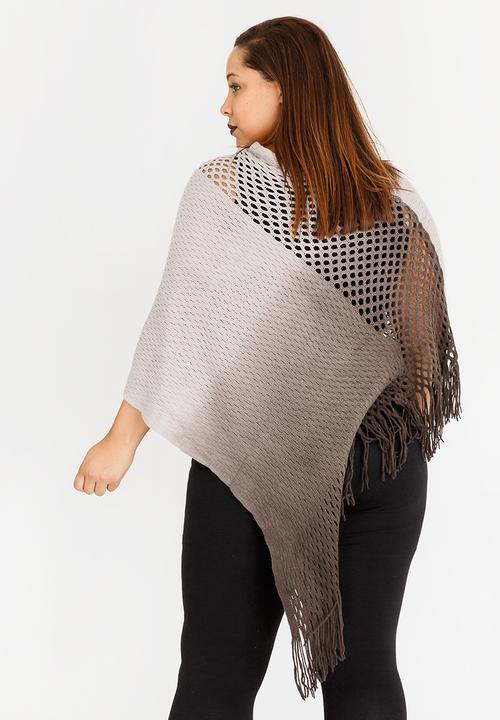 Joy Collectables - Ombre Lattice Poncho Black and Grey