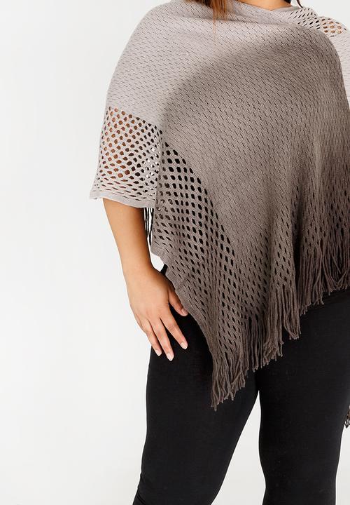 Joy Collectables - Ombre Lattice Poncho Black and Grey