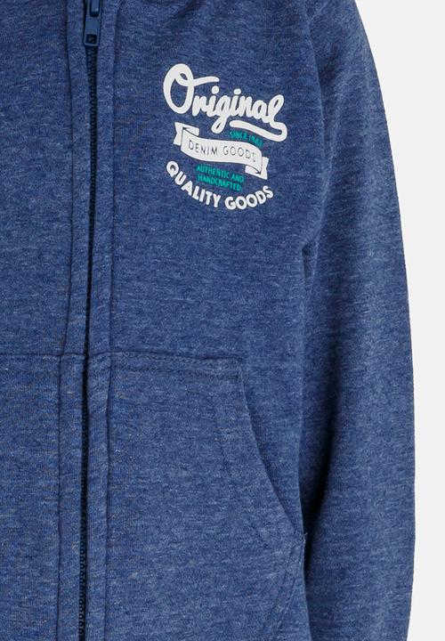 MINOTI - Zip Thru Hoodie with Chest Emblem Navy