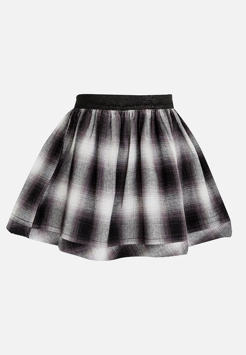 MINOTI - Plaid Skirt with Raw Hem Grey