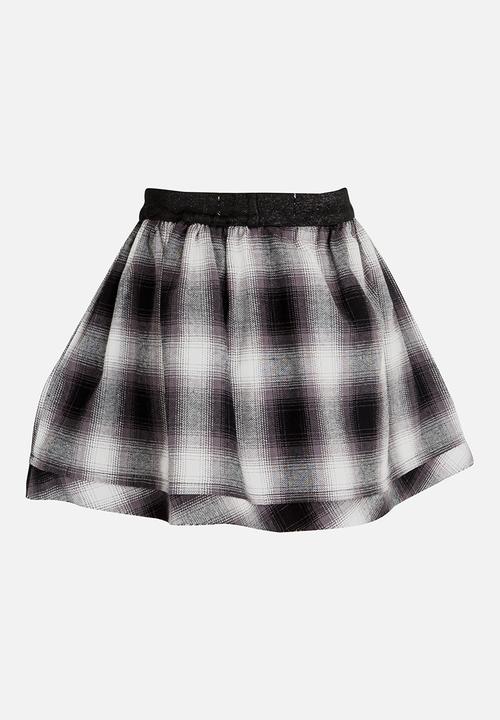 MINOTI - Plaid Skirt with Raw Hem Grey