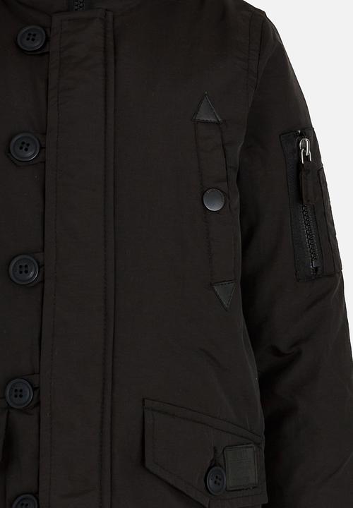 Brave Soul - Boys Zip Through Parker Jacket Black