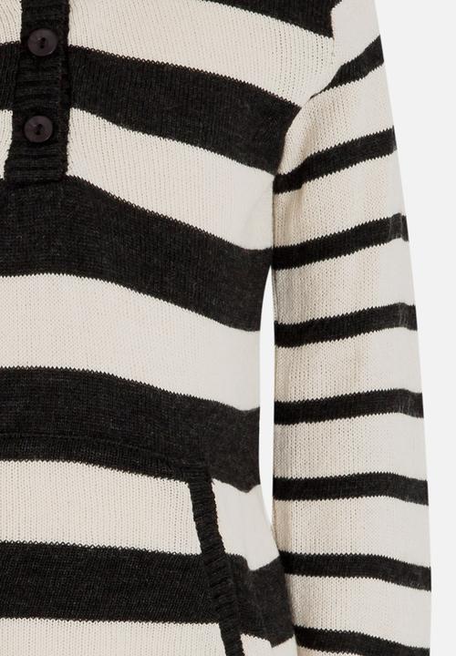 See-Saw - Hooded Button Up Henley Jersey Cream