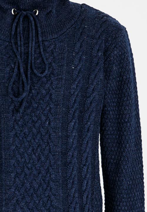 Rebel Republic - Cowl Neck Long Sleeve Jersey Dark Blue