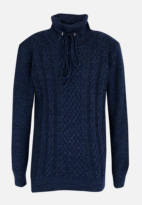Rebel Republic - Cowl Neck Long Sleeve Jersey Dark Blue