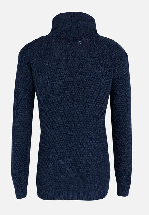 Rebel Republic - Cowl Neck Long Sleeve Jersey Dark Blue